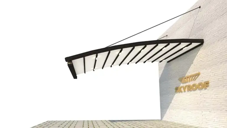 مدل سقف متحرک پارچه ای نیم کرو بدون ستون با دستک - اسکای روف